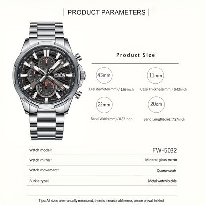 Fairwhale Men’s Luxury Quartz Chronograph Watch, Racing Design | FW-5032