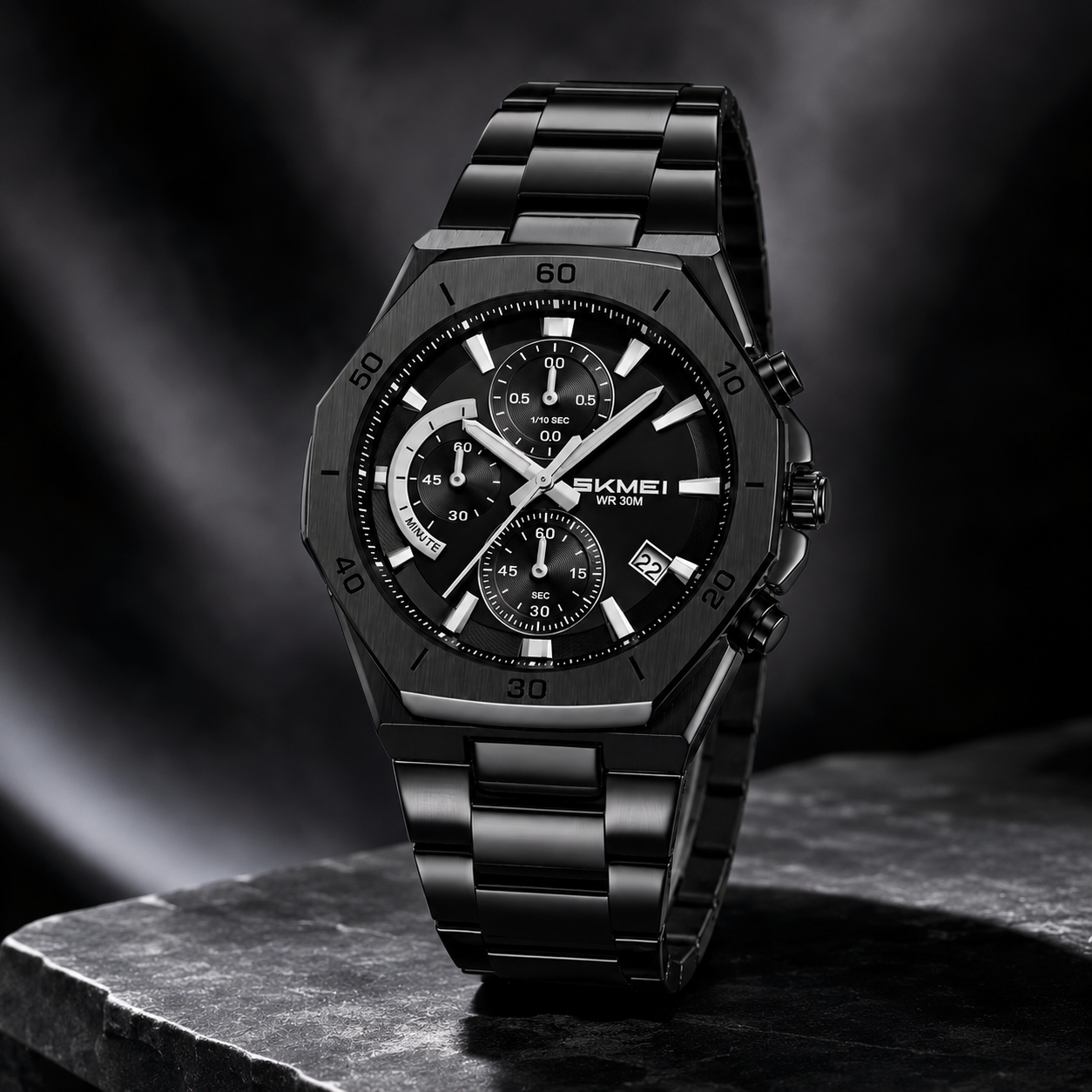 SKMEI Luxury Men's Quartz Chronograph Watch with Premium Box