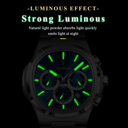 Chronograph Watch for Men - Luxury Waterproof Stainless Steel Wristwatch