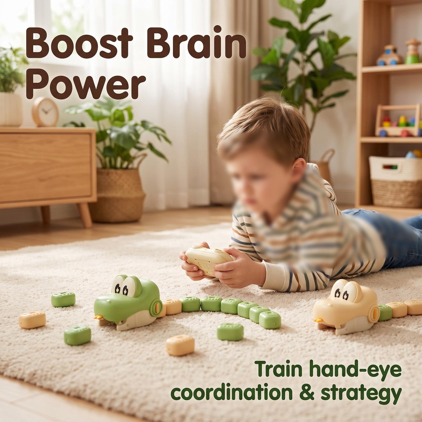 Educational Toy for Kids, Boost Brain Power, RC Greedy Snake Toy – Remote Control Magnetic Electric Snake Game
